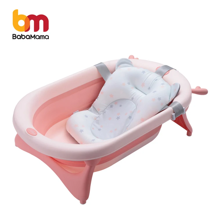 Portable Collapsible Silicone Baby Foldable Tub Bathtub With Cushion