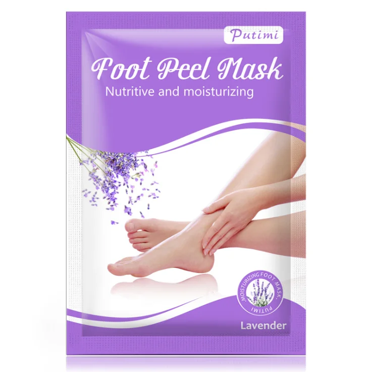 Private label lavender foot massage care mask pad skin peeling baby foot mask