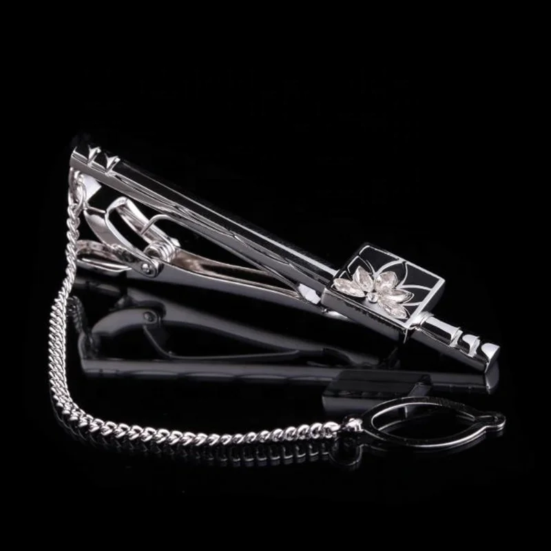 new design casual crystal copper chain wedding party tie bar clip for gentlemen