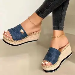 2022 large size platform heel thick sole women shoes Summer cross-border ladies high heel comfortable sandals slippers