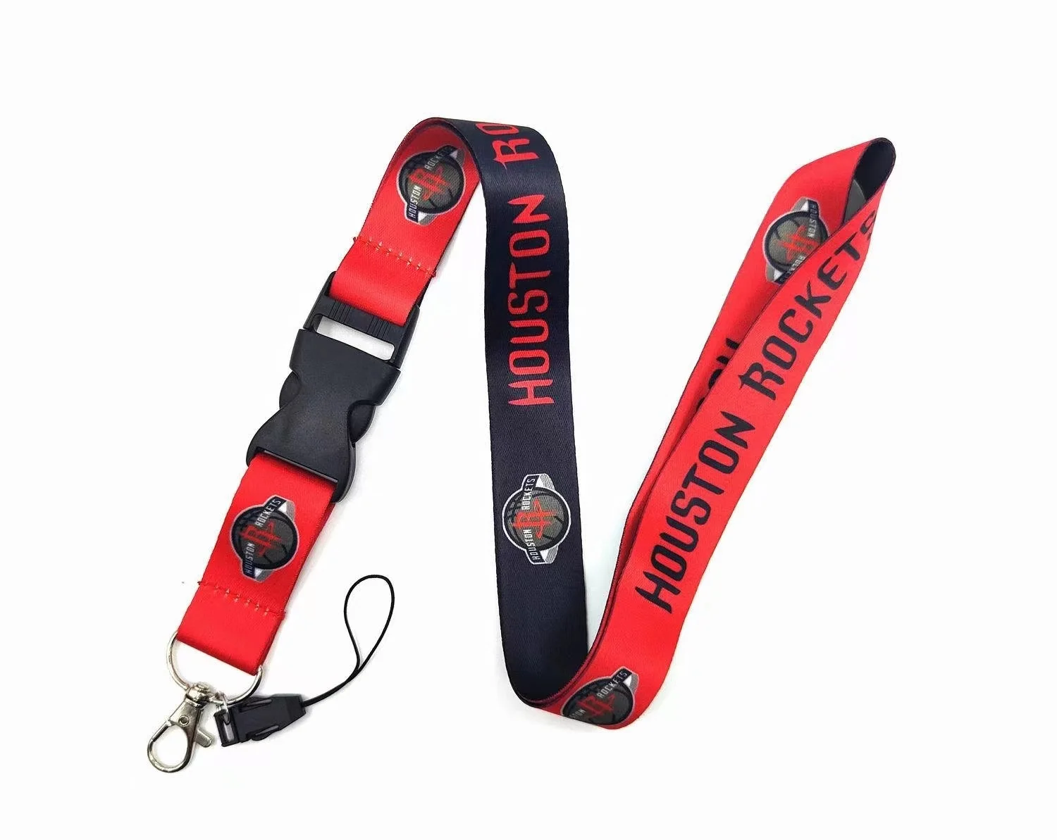 Wholesale US NBA Basketball Club Thermal Gradient Long Lanyard Metal Mobile Work Pass Keychain with Buckle