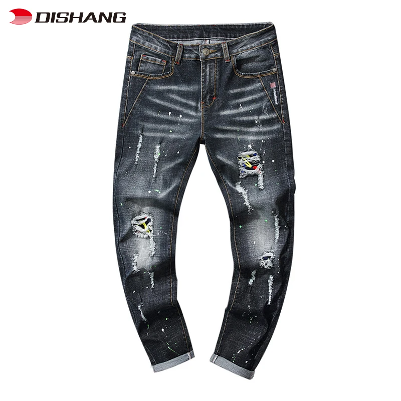 Wholesale 2023 Custom Skinny Denim Jeans for Men with Zipper Closure Trendy Stylish Skinny Pants