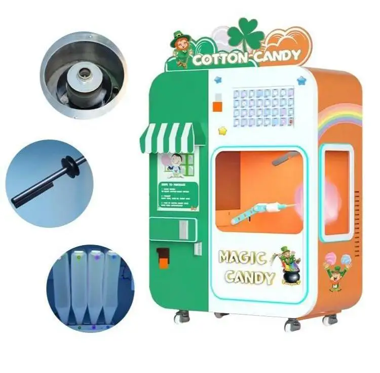Fully automatic marshmallow vending machine accessories manufacturer cotton candy sugar mini cotton robot