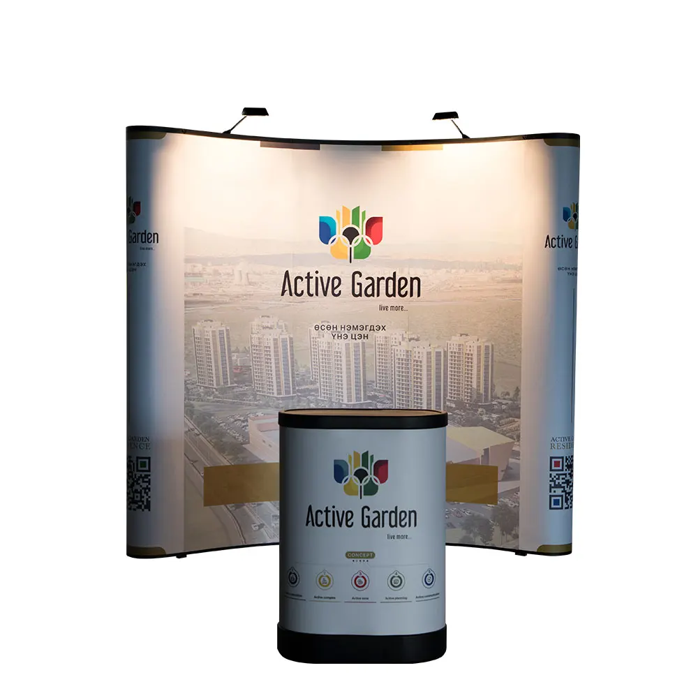 Portable exhibition booth Modular backdrop Pop up display customized size for advertising.