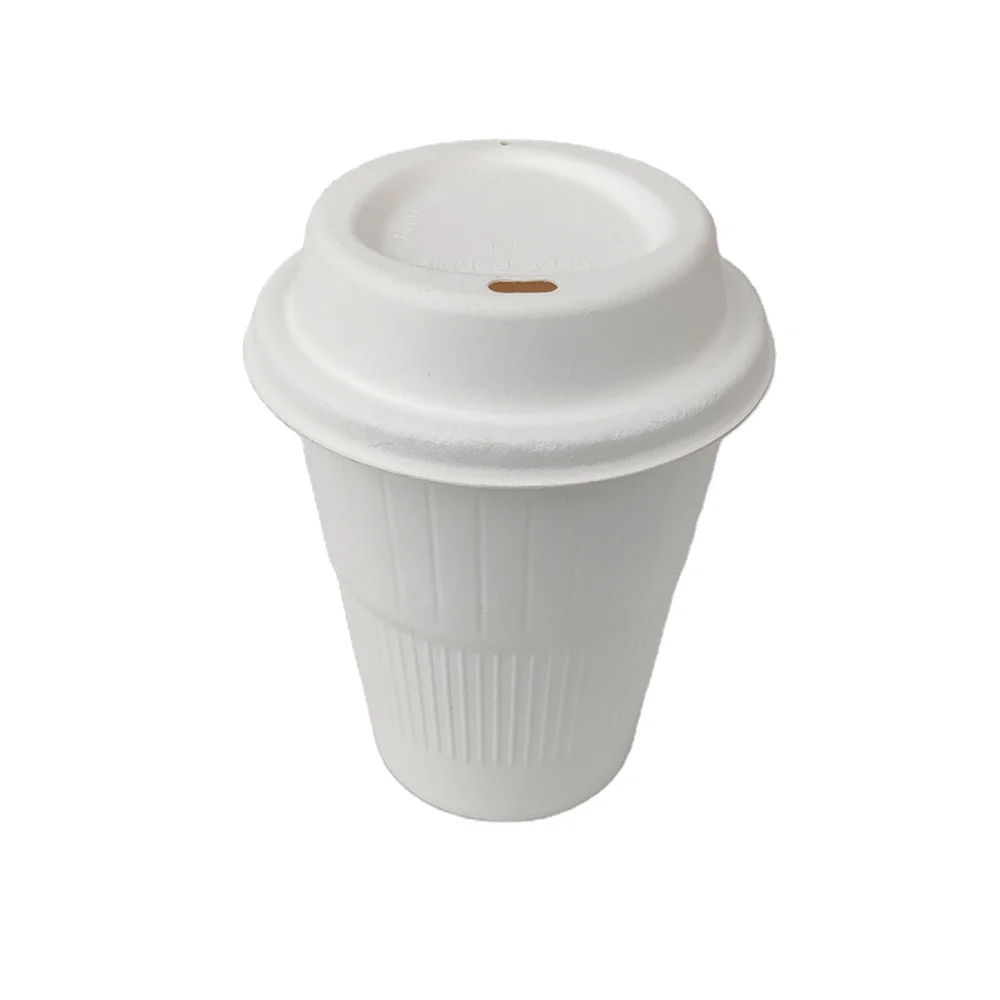 Compostable good quality bagasse sugarcane cup lid 90mm for 12oz 16oz 20oz coffee cup with lid