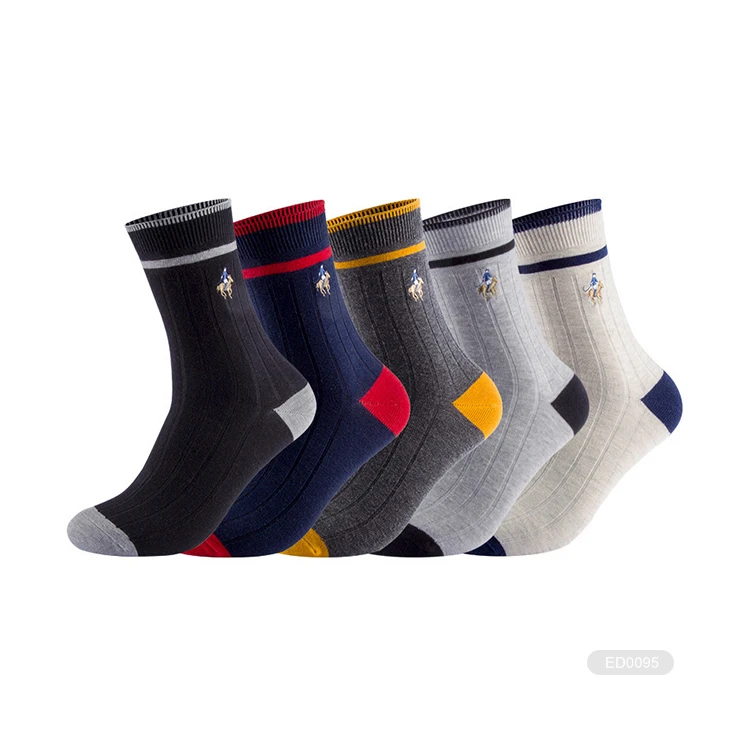 
JD no minimum order plain fashion knitted womens custom embroidered logo knit unisex custom socks sox crew dress socks 