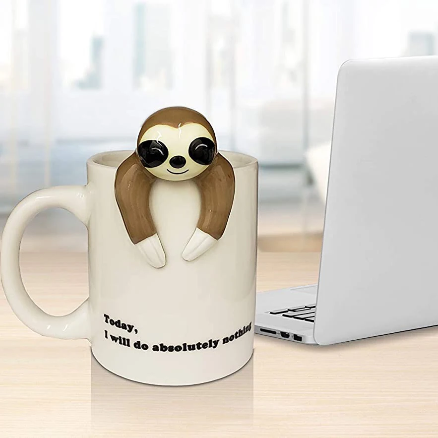Amazon Funny Sloth Coffee Mug, Cute Sloth Gifts For Women and Men, 3D Coffee Mugs(Will do absolutely nothing)