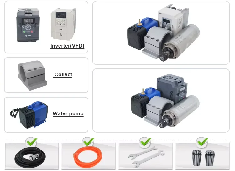 ER11 round spindle motors cnc small bldc motor 500w 57mm spindle motor air cooled