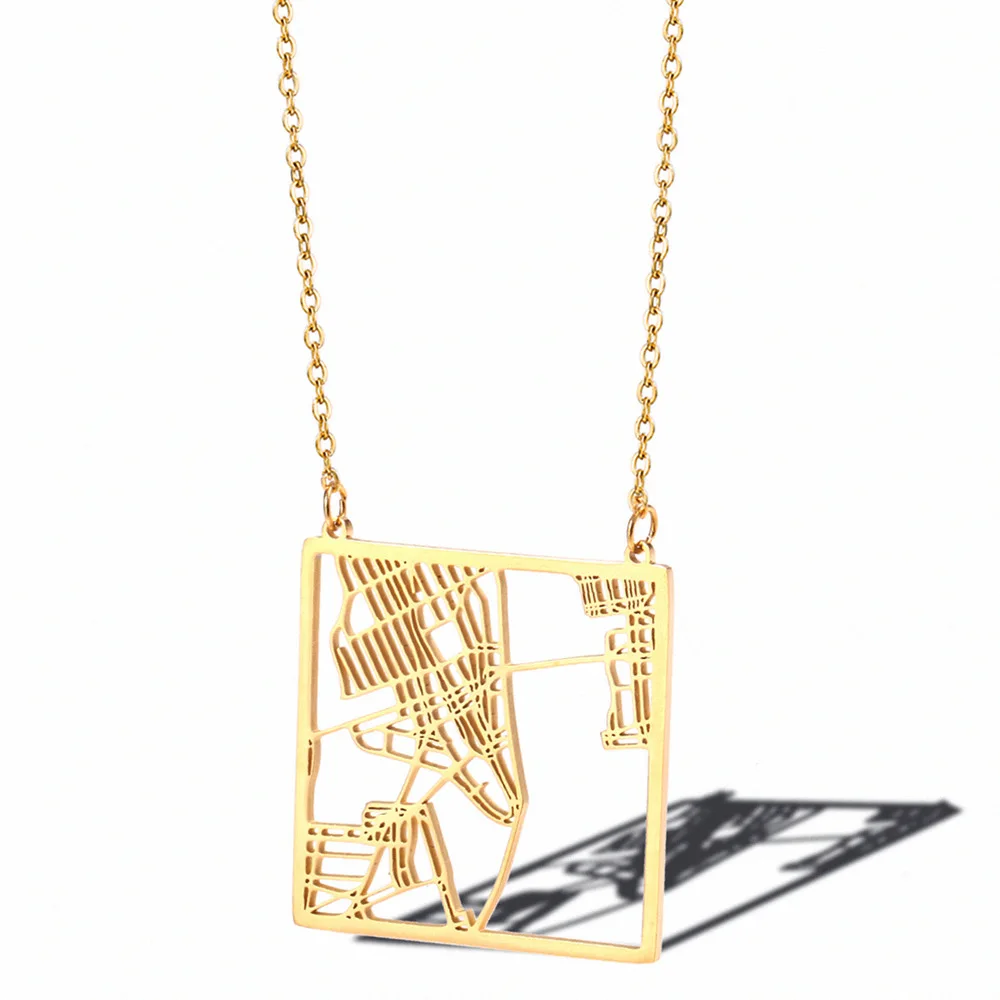 
New York City map necklace 18-Karat gold lady titanium steel simple personality fashion collarbone chain jewelry 