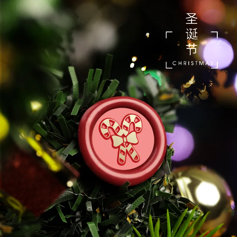 New Year Invitation Envelope Gift Wrap Scrapbooking Christmas Candle Crystal Ball Cake Bell 15mm Mini Brass Sealing Wax Stamp