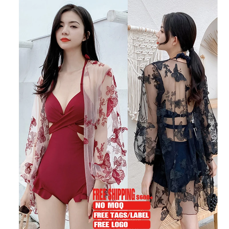 Korea 2023 Woman Highly elastic Two  Piece Swimwear Summer Dress Bikini Swimming Wear With Coverups