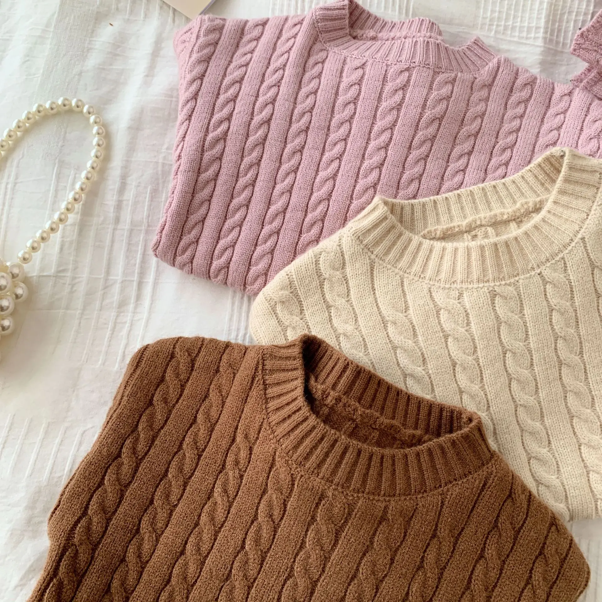Autumn Winter Newborn infant girls clothing outfits solid knitted sweater pants two piece 0-6 years girls Sweater Knitted Sets