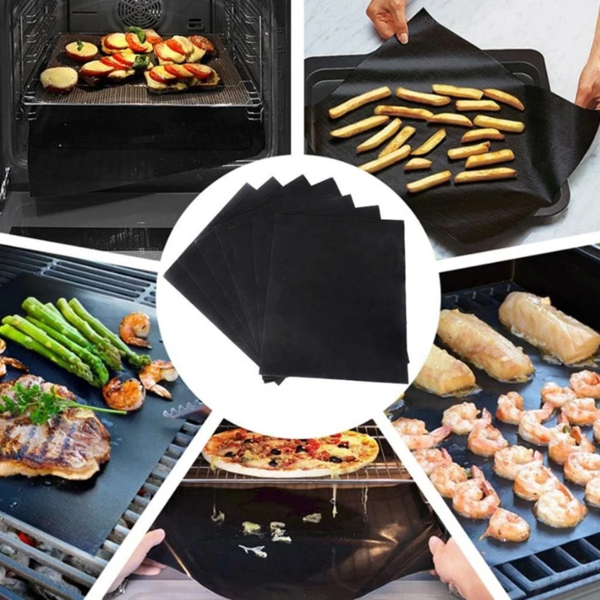 Hot Sale Baking Accessories PTFE BBQ Mat Sheet Oven Liner Non Stick Reusable BBQ Grill Mat