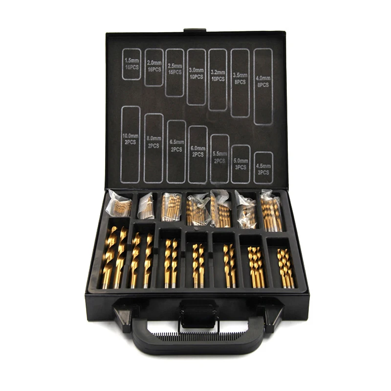 99pcs Factory High Quality Fast Drilling Flute HSS Twist Drill Bits set for Steel/Soft Metal/Wood/Aluminum/Copper/Plastic