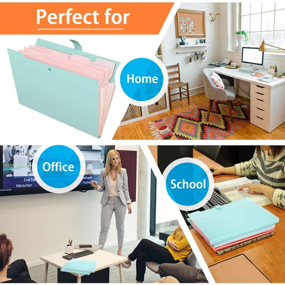 Plastic Folder Expandable Folder Rainbow Color A4 7 Pocket Expandable File Organizer Folder For Office School Supplies