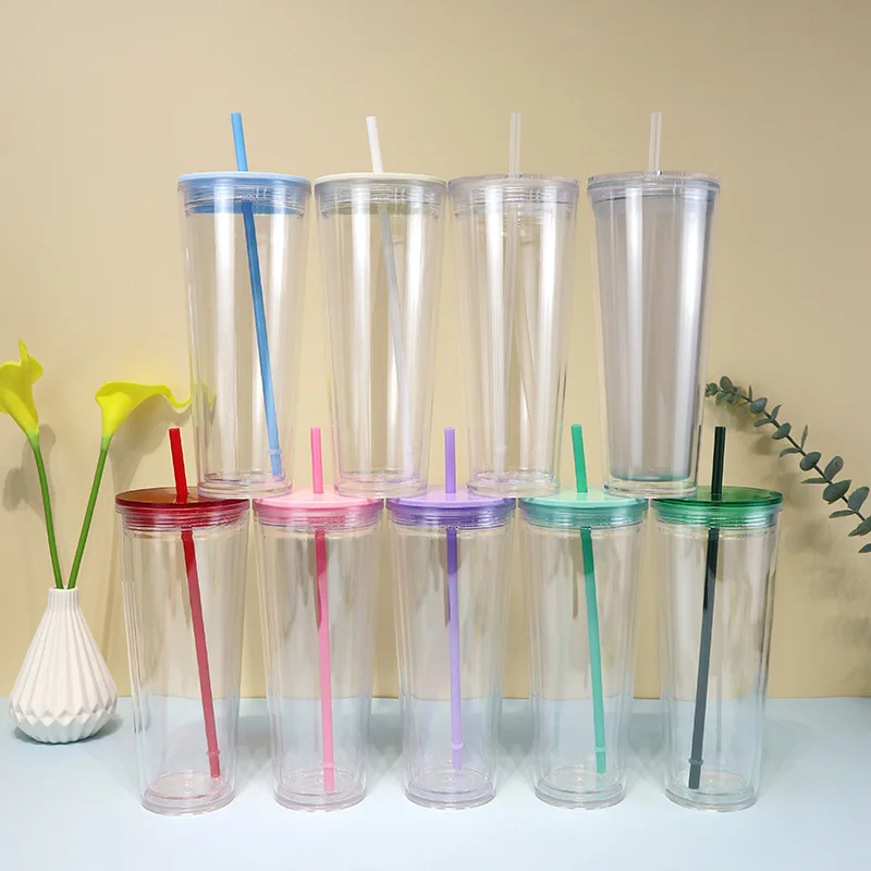 16oz transparent glitter tumbler clear snow globe tumbler double walled plastic cups with lids and straws