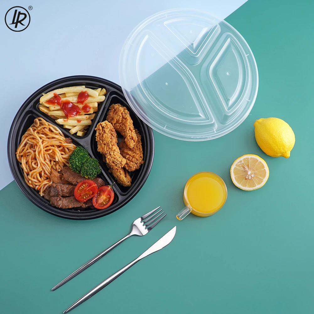 48OZ идти пищевых контейнеров 3 отсека пластиковая от боли в спине вынуть одноразовый Ланч-бокс бэнто для приготовления пищи контейнер с крышкой