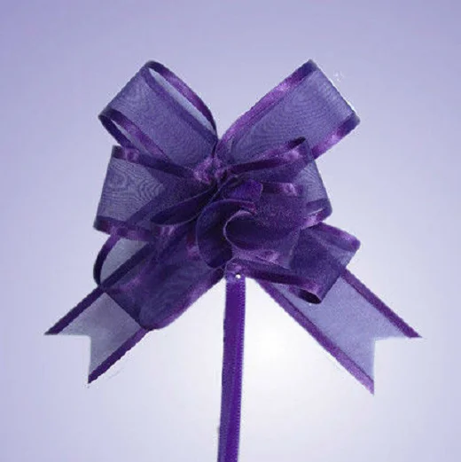 organza ribbon with satin edge purple silk butterfly pull bow