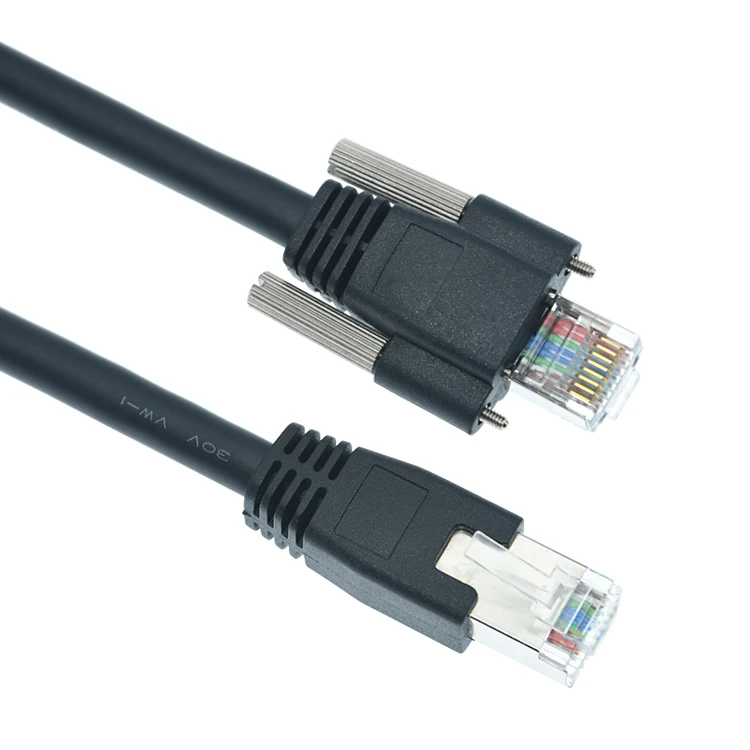 Gongguan Guangying High Speed Industrial Camera GigE Ethernet Cable Cat6a S/FTP RJ45 8P with Lock Screw