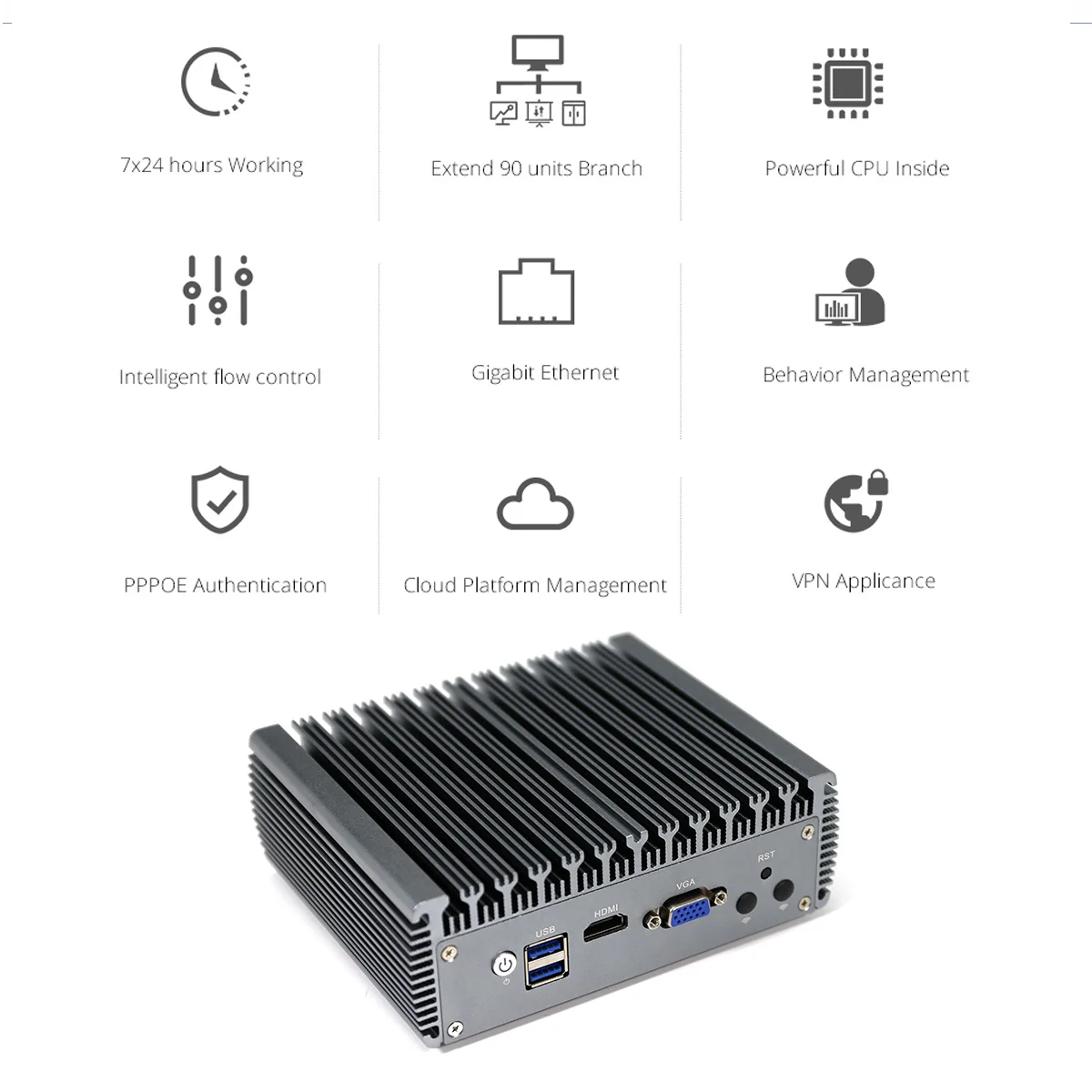 Fanless Industrial Mini PC J4125 Dual display 4 In-tel i225 2.5G RJ45 LAN Firewall PFsense Computer Project Desktop Computer