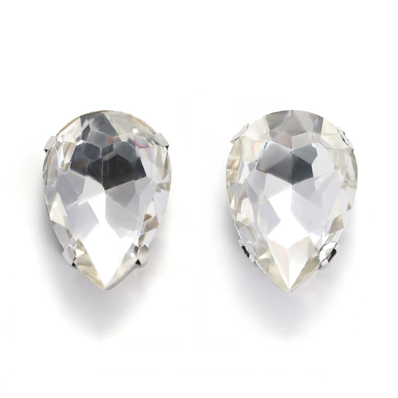 High quality 7*10mm 8*13mm waterdrop crystal rhinestone wholesale tear drop glass rhinestone with claw for dress