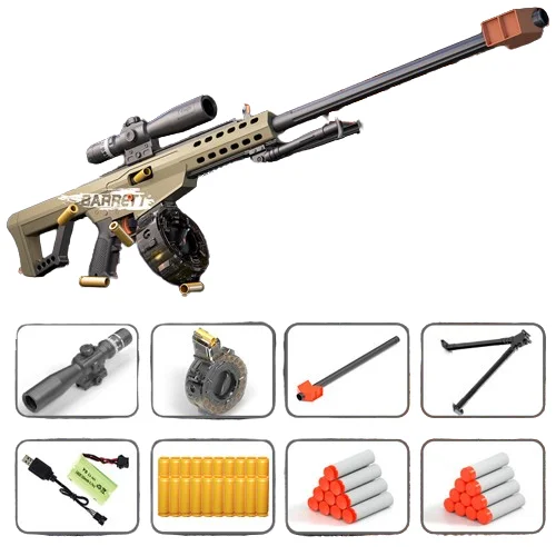 Barrett Manual Shell Throwing Soft Bullet Gun Wholesale Simulation Gun Toy Pull Bolt for Launch Kids Toy Guns