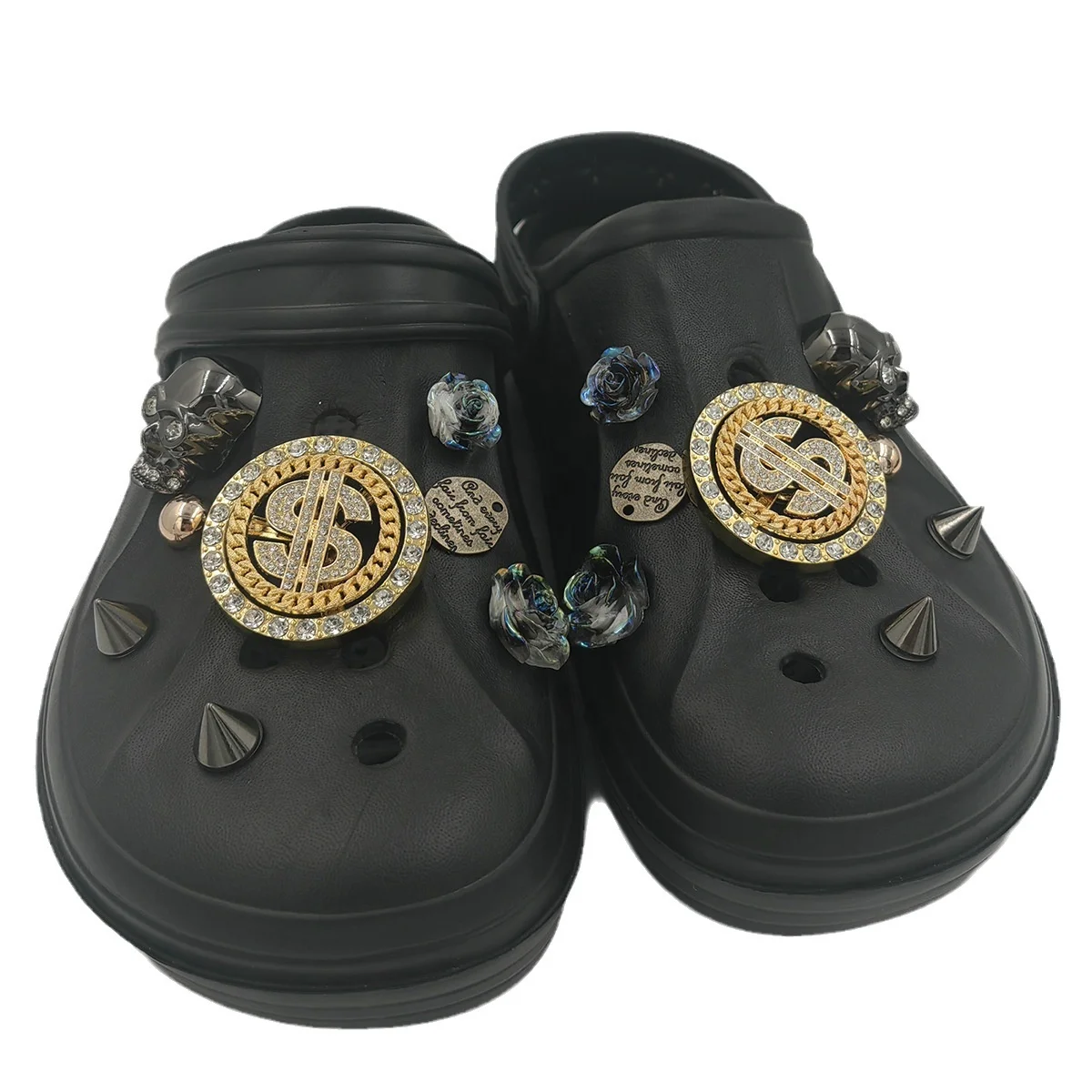 New arrival spinning dollar beach shoes embellished buckle set Clogs Rhinestones Accessories Garden Shoes Slippers charms