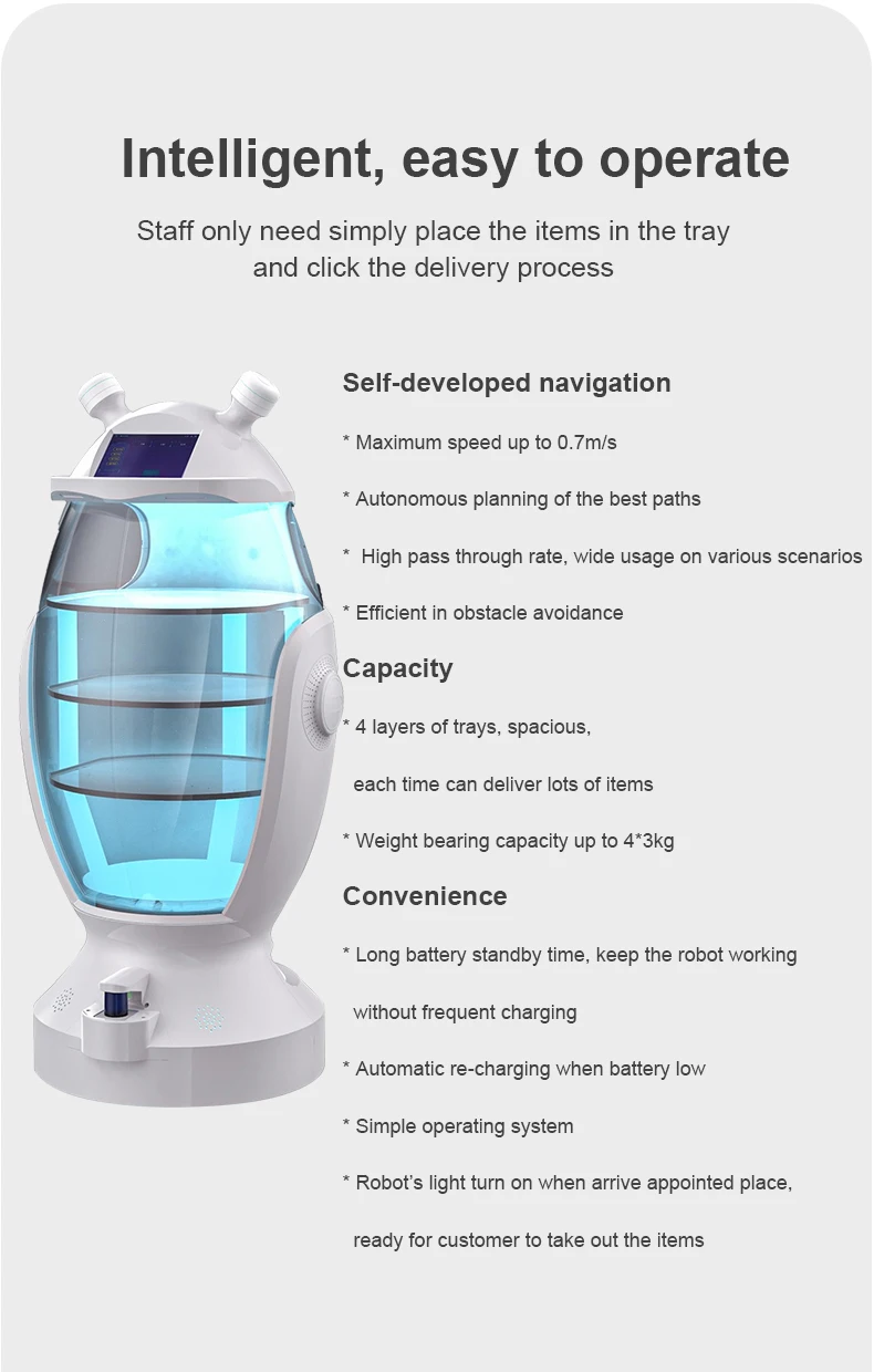 2022 New Released 360 Degree Lidar Opening Efficient Obstacle Avoidance Intelligent Smart Service Robot Delivery Robot