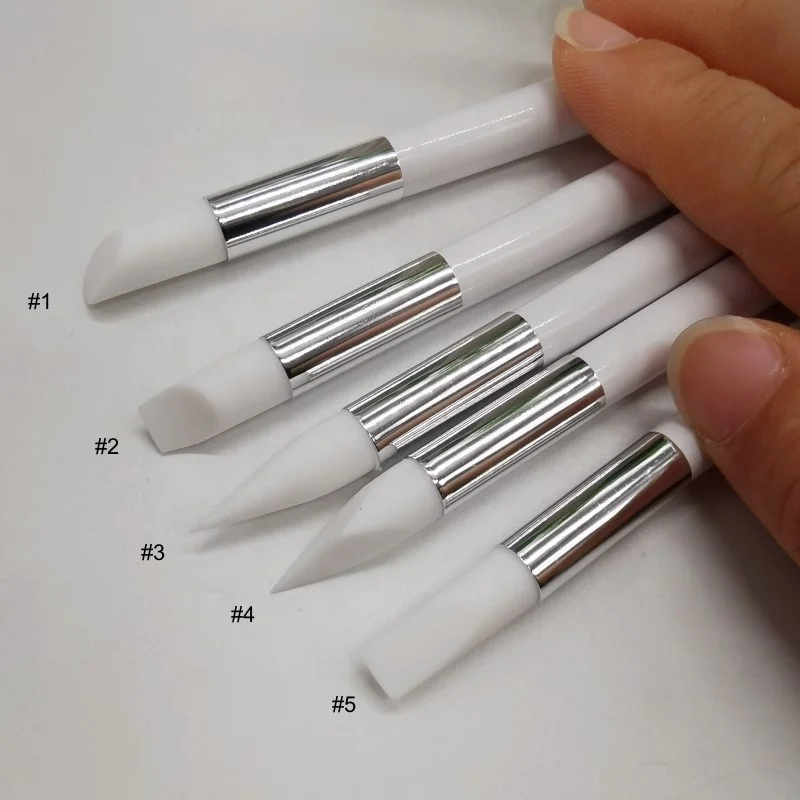 3D Silicone Nail Brushes UV Gel Shaping Silicone Pen for Nail Art Single Side Large Size Silicone Nail Art Pen Brushes