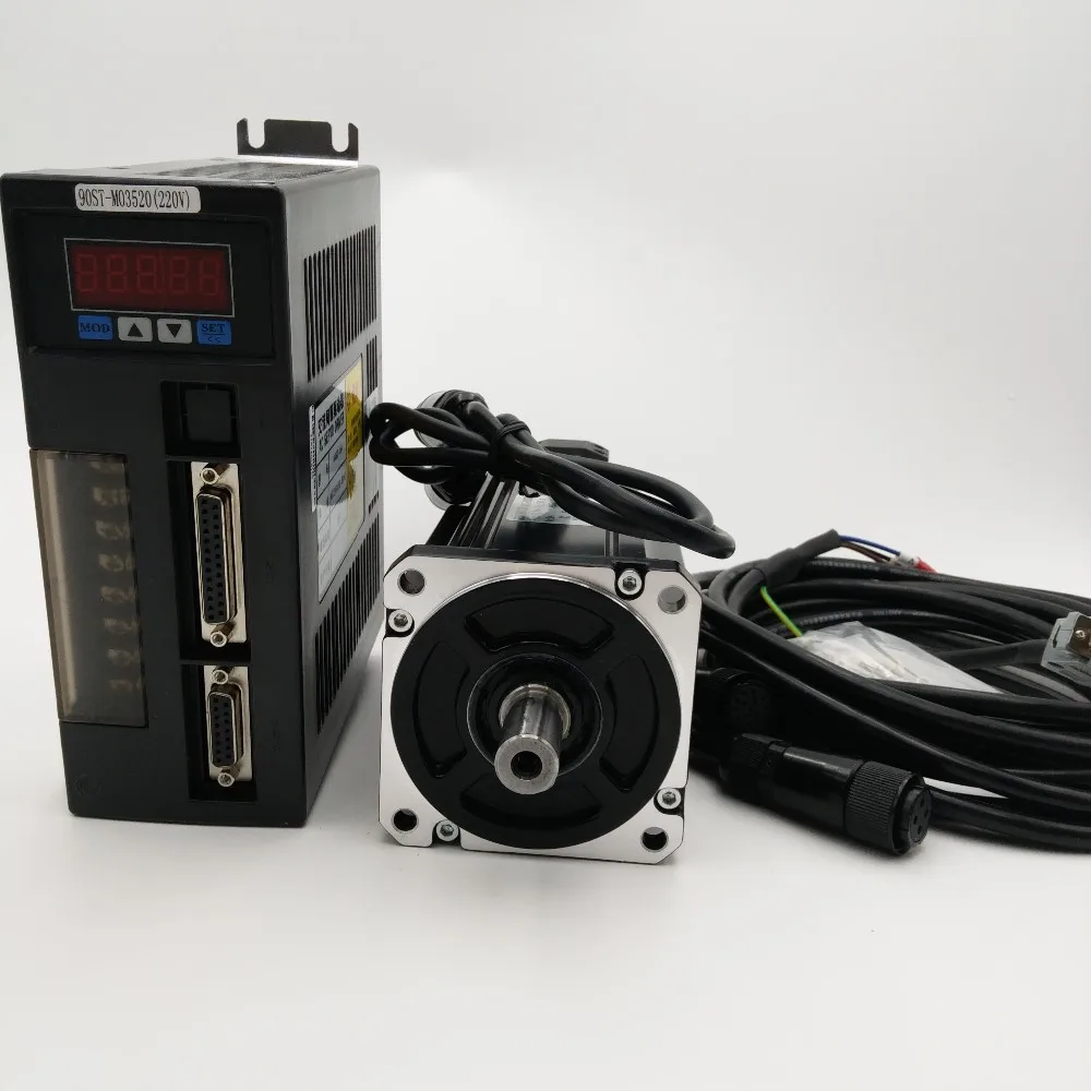 1KW серводвигатель переменного тока 220 В один/3 фазы 220v 380v 2500 об/мин сервопривода комплект с кабелями для станков ЧПУ Оборудование