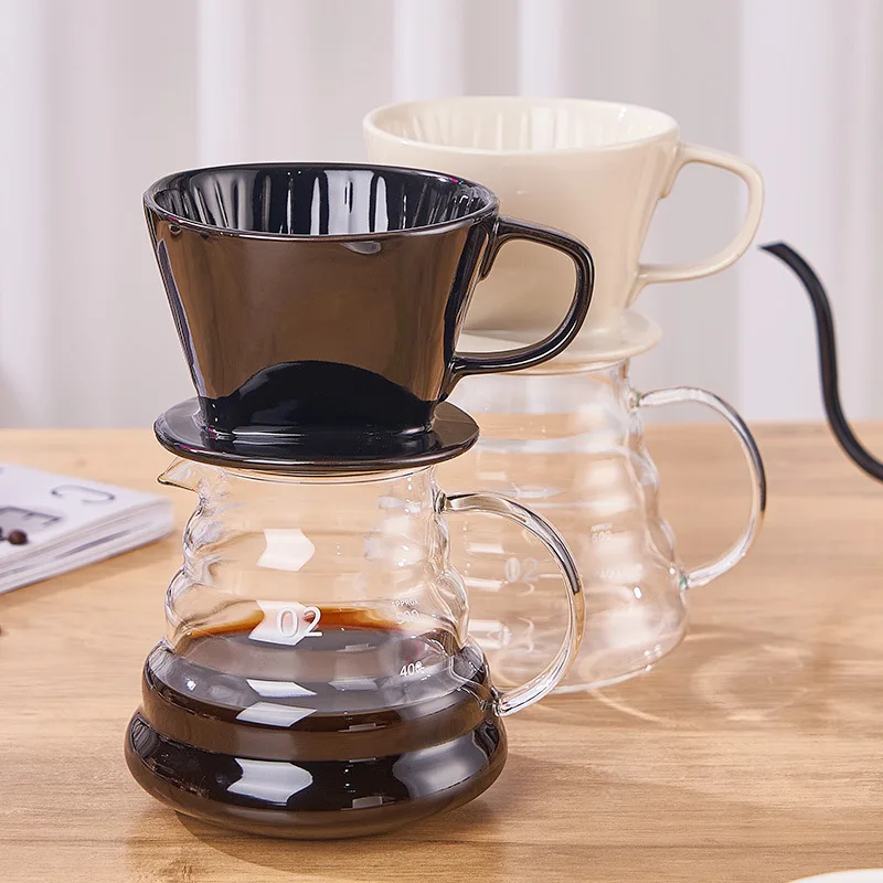 Ceramic pour-over coffee filter Cone fan drip filter