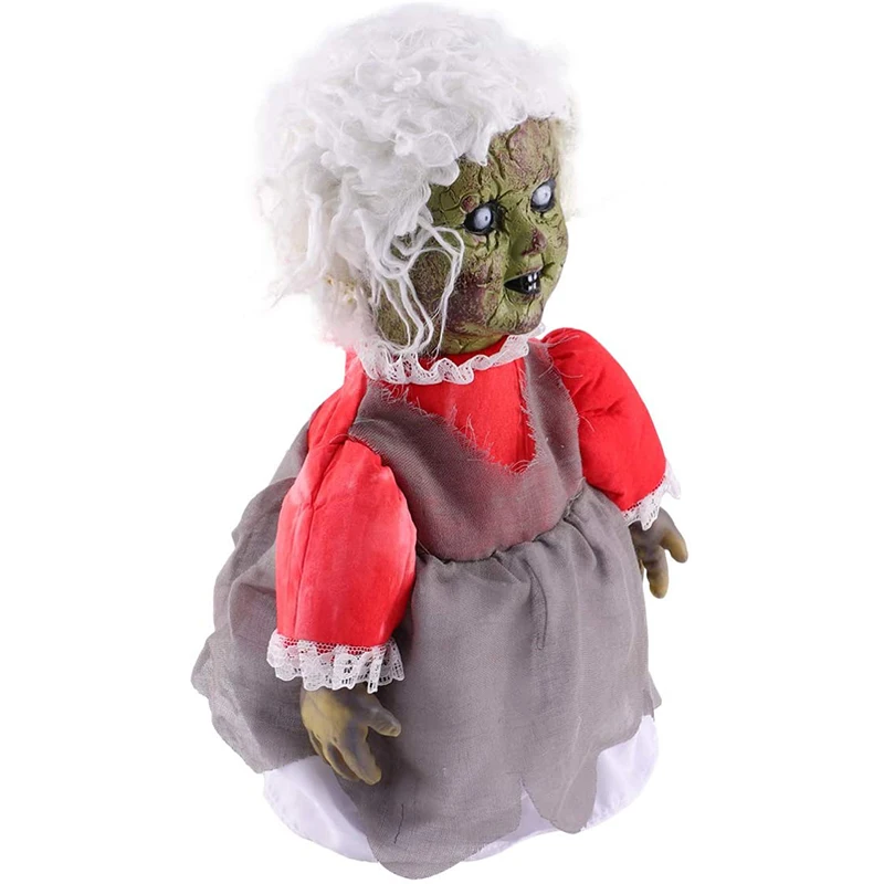 Amazon hot sell Custom ghost dolls for Halloween decoration electric plush toy  with moving and singing dolls for kids