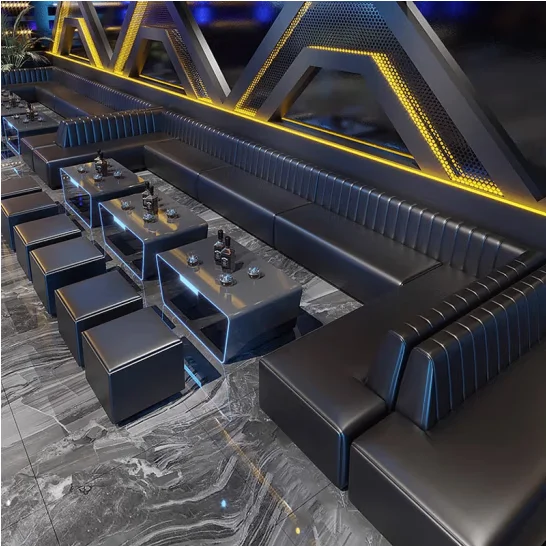 Pu leather modern Night Club Sofa leather modern Night Club Sofa Modular Hotel Lounge Booth Led Seating KTV Bar Sofa