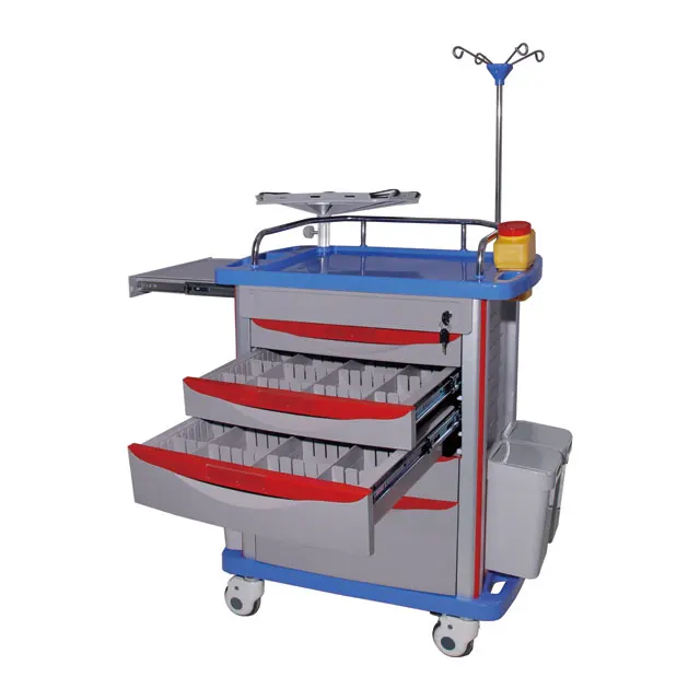 ABS Transfer Nursing Medical Trolley With Drawers and plate for automatic external defibrillator
