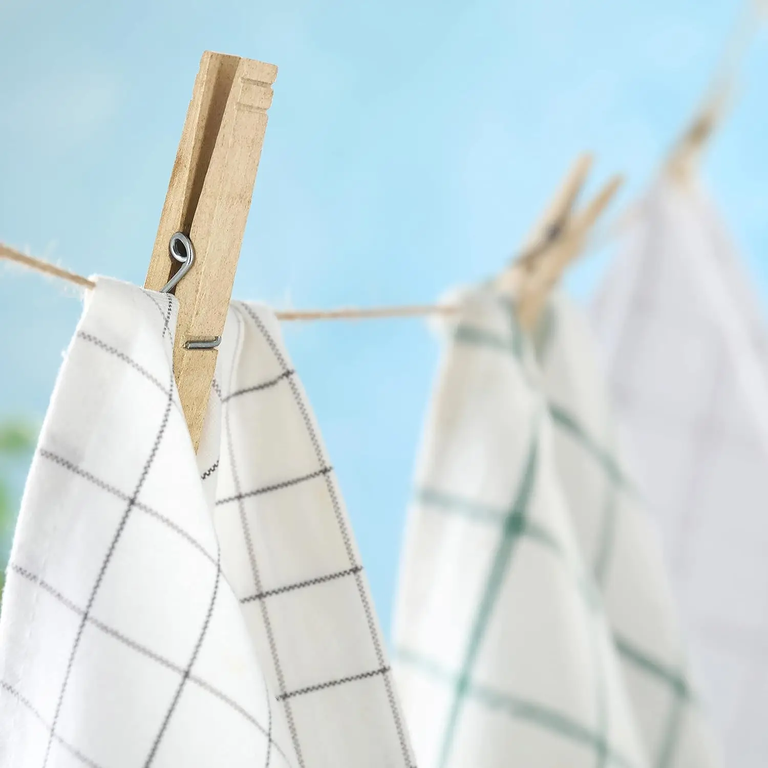 Wood Clothespins with Spring - Value Pack of 50 Clips, Rust Resistant with Heavy-Duty Coil for Line Drying Laundry, Chip Bags