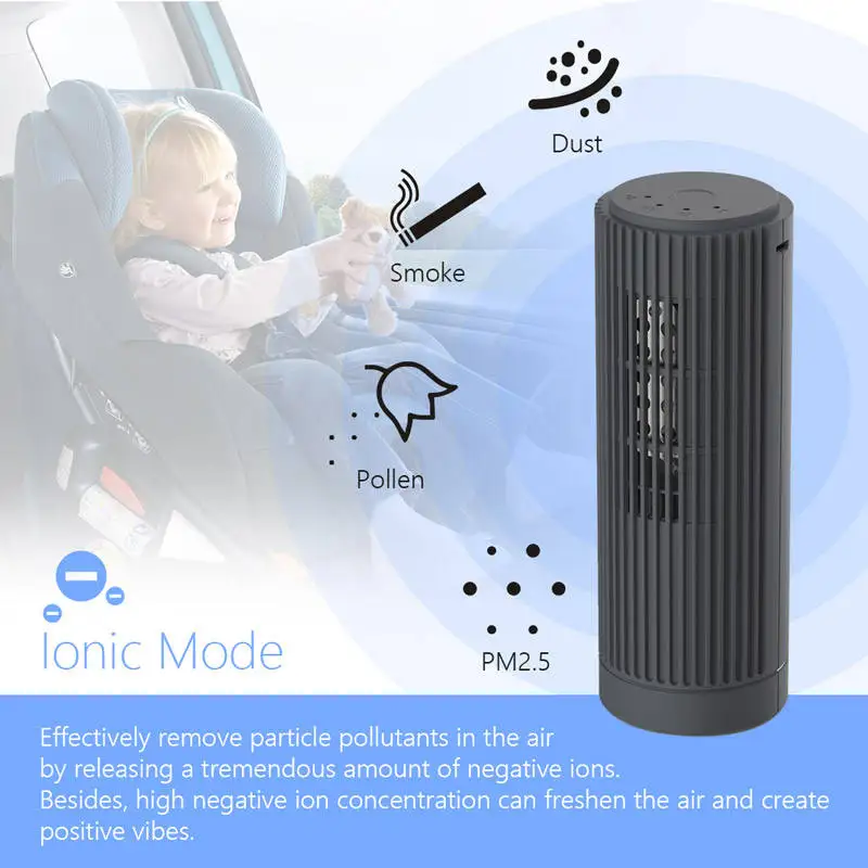 New Product 3 in 1 Triple Mode USB Rechargeable Portable Air Purifier for Car and Home Odor Eliminate PM 2.5 Smoke Removal