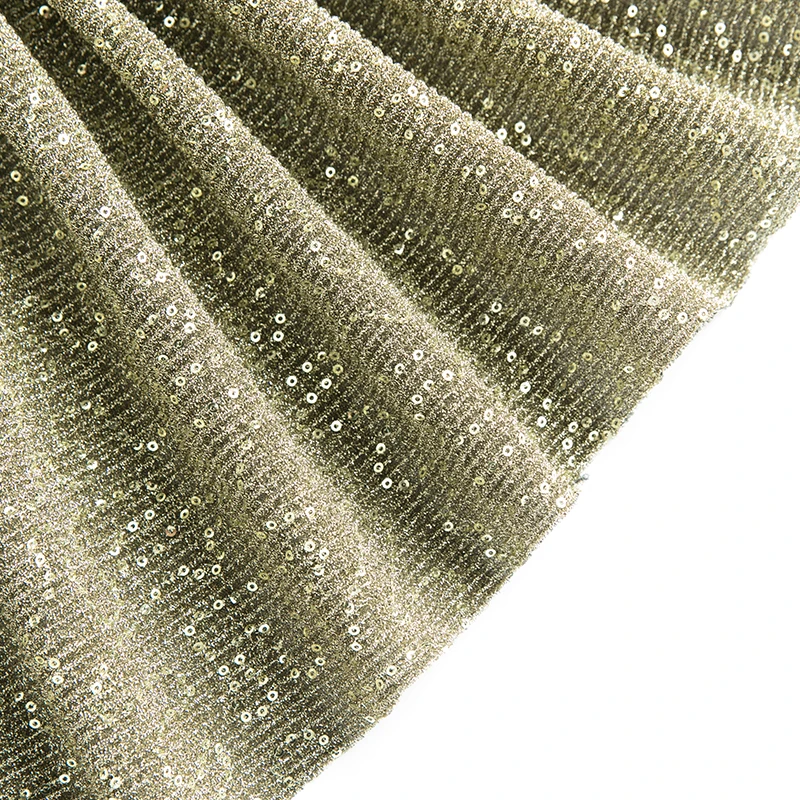 New  embroidery 3mm sequin jijimi fabric gold sequin fabric knitting pleat embroidery fabric