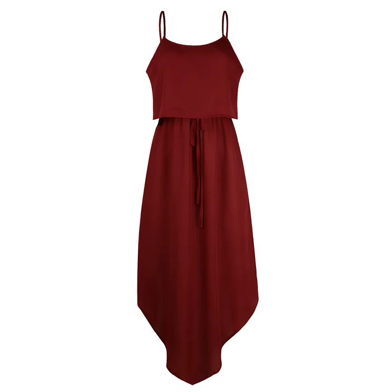 2022 New summer hot style us solid-color halter cape split frock fashion women dress