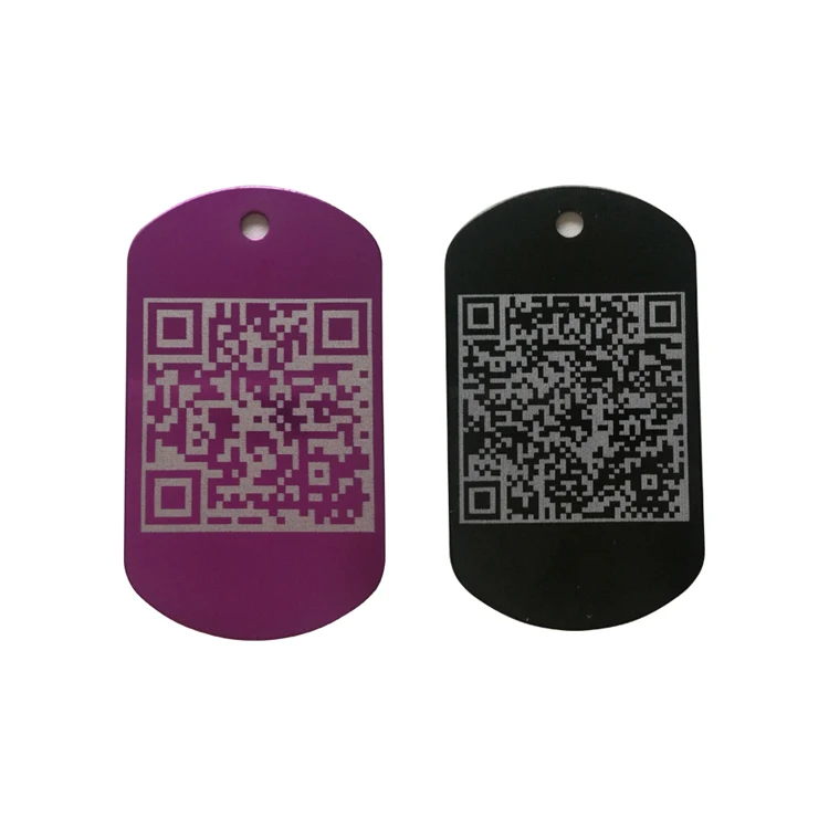 custom laser metal oxidized QR code dog tag wholesale blank anodized aluminium laser engraving metal dog name tag plate