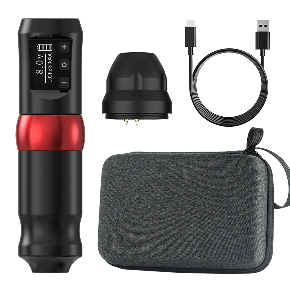 XNET Shark 1800mAh 4mm Stroke Portable Professional Coreless Motor Tattoo Gun Wireless Tattoo Machine Pen for Body Art