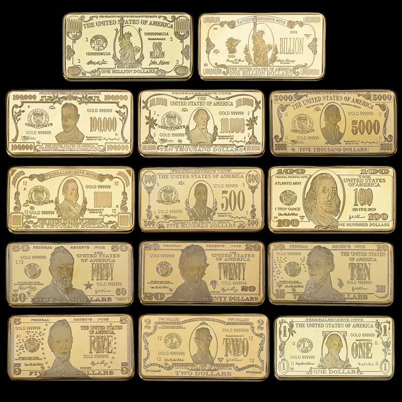 All Types Metal Craft Collection Gift Brass Iron Coin Solid Silver Gold Plated Bar Bullion