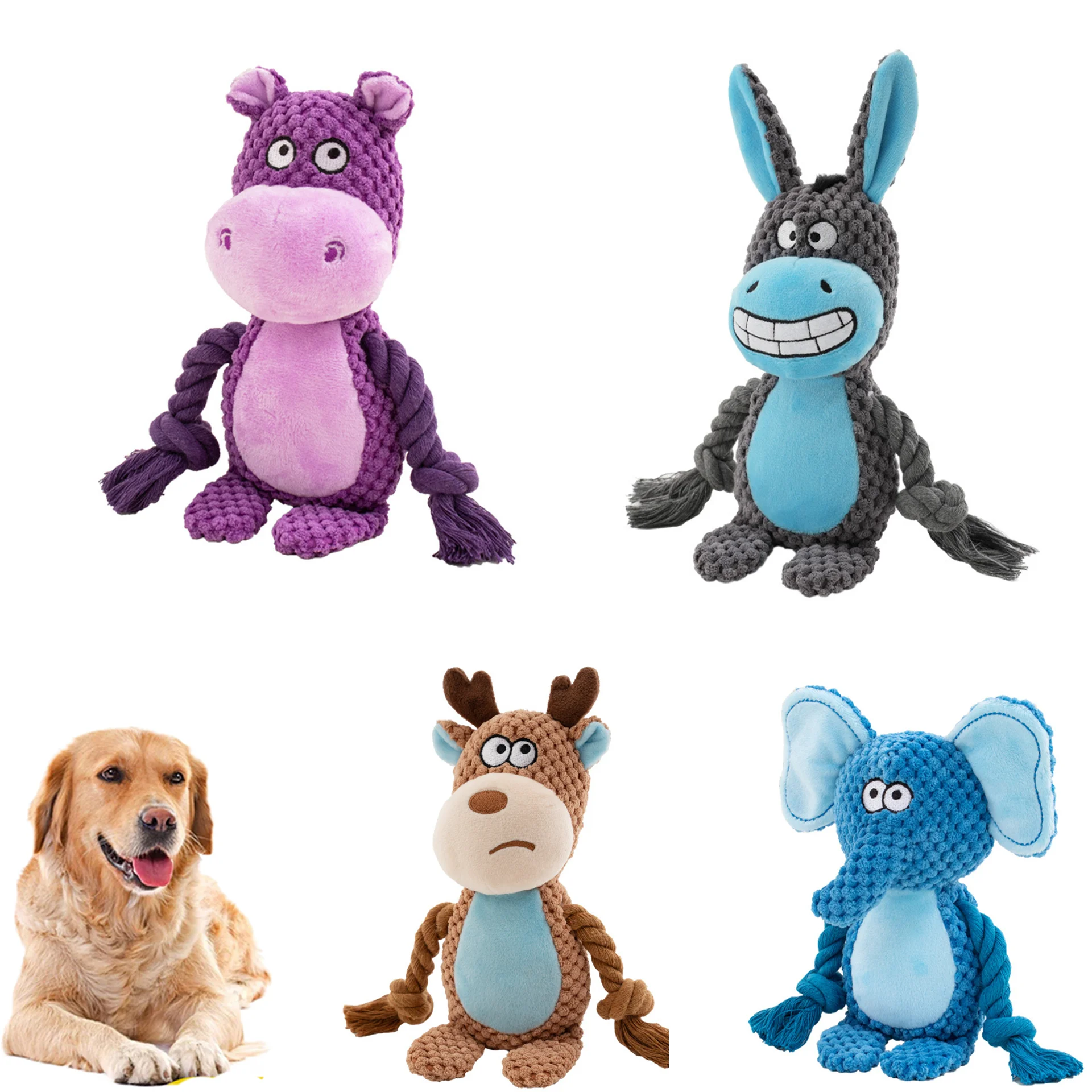 2024 New product Wholesale new cute animal shapes interactive training chew cat dog toy cotton dog toy