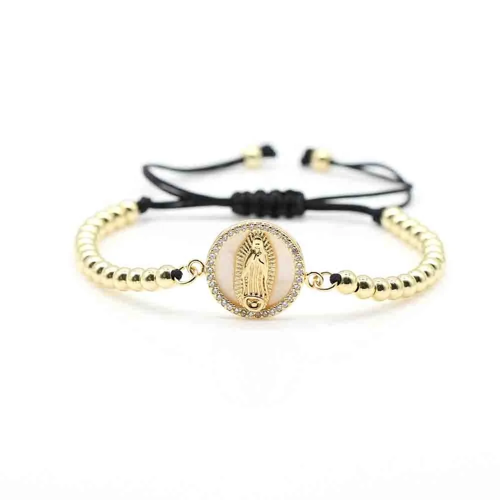 Jewelry tree of life copper gold beads virgen de guadalupe bracelet