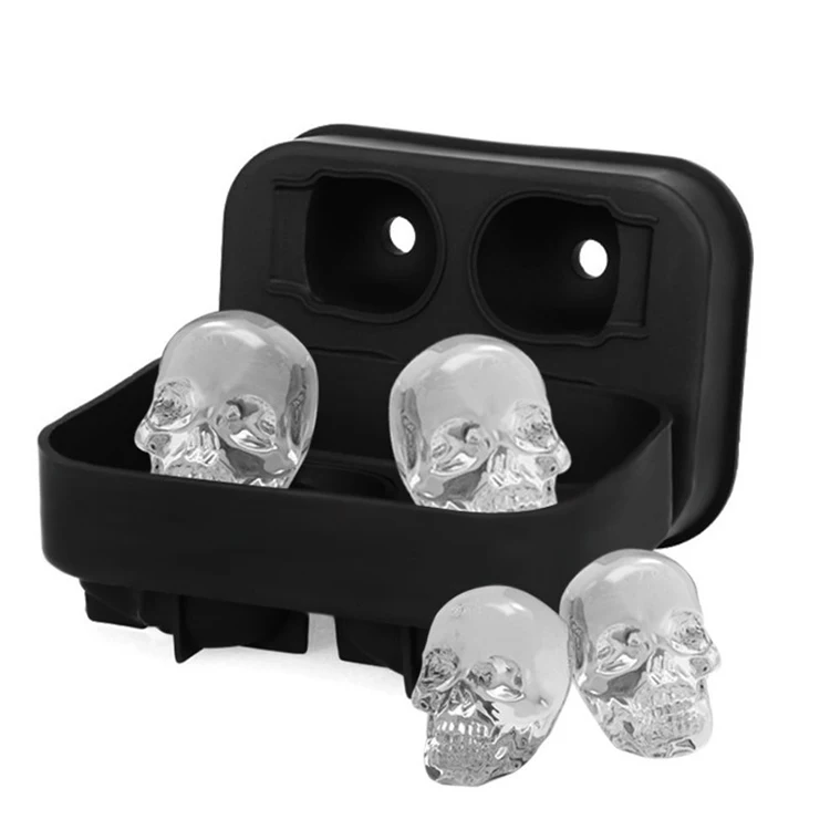 silicone skull  ice cube  mold Hot sales silicon ice block mould  creative 3D Fashion skull ice ball mold