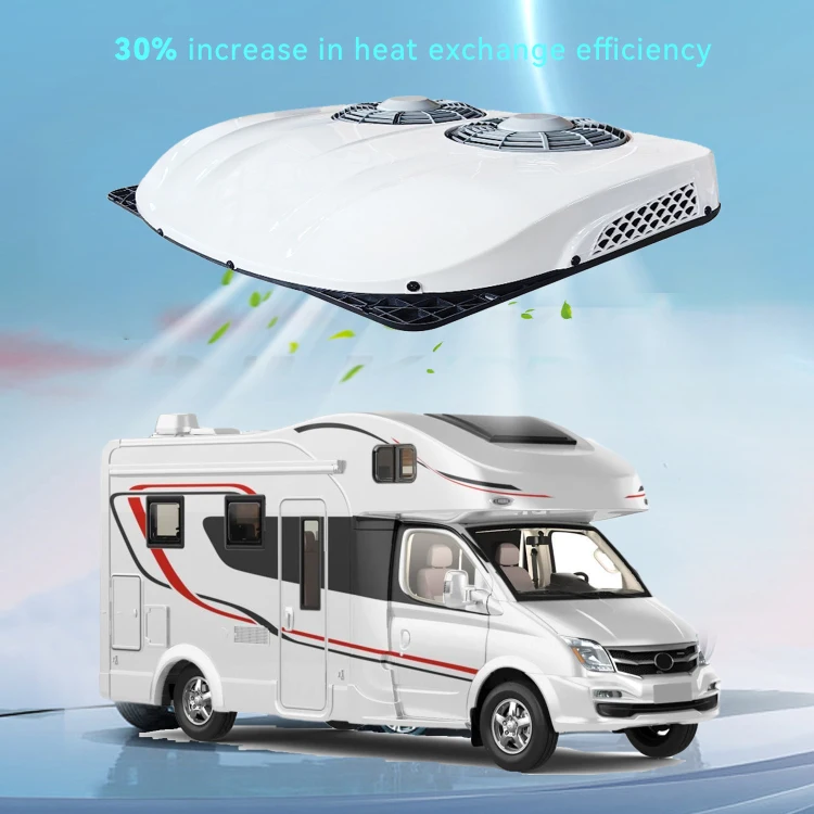 NEW Two FAN Parking Air Conditioner For RV Truck 12V 24V DC Air Conditioner Unit RV Bus Excavator 8000 10000 btu