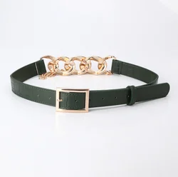 European and American Fashion Trendy Belt Punk Exaggerated Chain PU Leather Ladies Belts Women