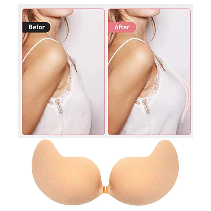 Womens Silicone Self Adhesive Invisible Bra Push Up Sticky Strapless Backless Big Cup Stick On Bra