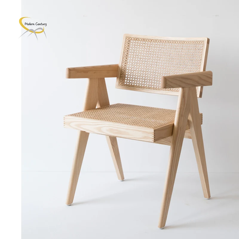 Outdoor wooden furniture french design solid wood carved restaurant rattan dining chairs