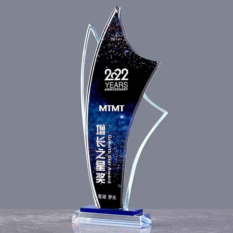 personalized Full color printing optical Crystal Glass trophy awards MH-NJ0314