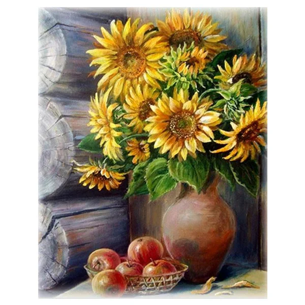 HUACAN Wholesale DIY Embroidery Cross Stitch Kit Sunflowers Cotton Thread Painting Art Kits Needlework 14CT plant Decoration